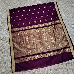 Jamun Colour Cotton Polyester Saree