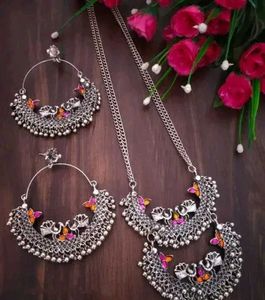 Ethnic Silver Necklace Set