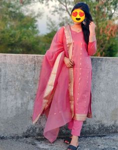 Organza Kurta Pants And Dupatta