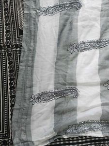 White And Grey 3 Piece Kurti Set