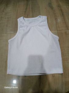 White Ribbed Tank Top