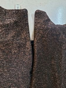Brown Luxer Flutter Sleeves Flare Dress