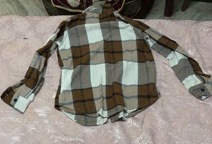 Brown &amp; White Checkered Shirt