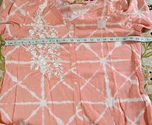 Peach Tie-Dye Casual Dress