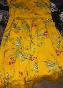 Mustard Colour Fit And Flare Dress