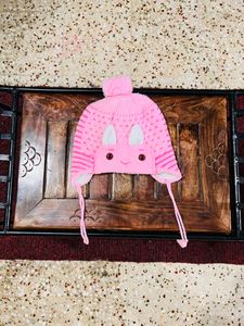 Pink Winter Cap For 1-2 Year Baby