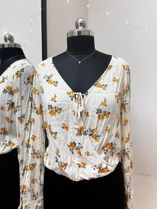 Hollister White Floral Top