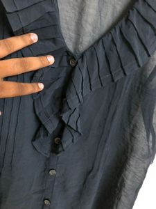 Blue Sleeveless Shirt Top