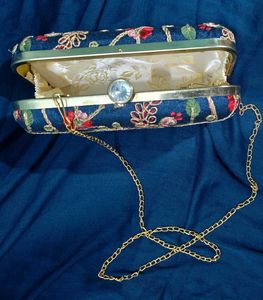 Blue Embroidery Clutch