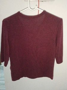 Maroon Cropped V-Neck Top