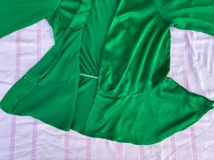 Zara Green Satin Wrap Top