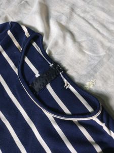 Navy Blue And White Striped Top