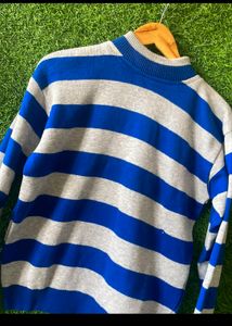 Unisex Blue Grey Color Korean Sweater (S Size)