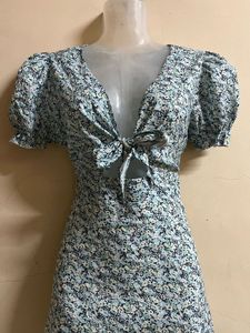 Floral Mini Dress with Tie