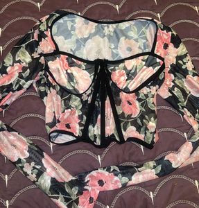 High Street Floral Mesh Corset Top