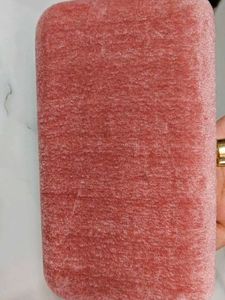 Pink Velvet Beaded Clutch