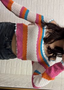 Striped Crochet Crop Top