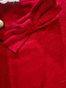 H&amp;M Red Knit Dress with Bow Detail
