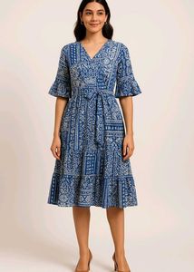 Blue Printed Dress