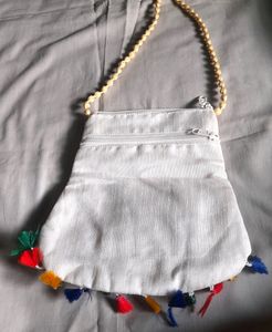 Ethnic Women White Slingbag Trendy Parrot Design👜