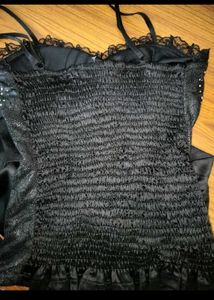 Black Net Top Attached With Lace