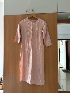Anouk Peach Mirror-work Kurta with Trouser &amp; Dupat