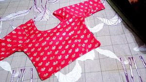 Red Blouse with Gold Print
