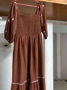 🆕 “Zudio” Coffee Embroidered Tiered Dress