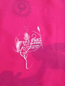 Pink With Violet Border Plain Chiffon Saree