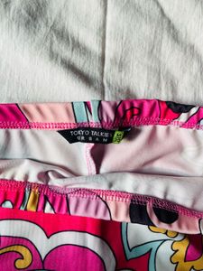 Cute Ethnic Motifs Printed Pink Pencil Mini Skirt