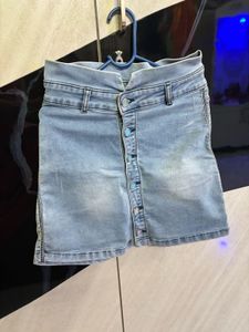 Denim Button-Down Mini Skirt