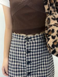 Plaid Button-Front Skirt