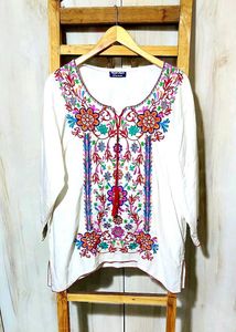 Embroidered off White Top size-44-46