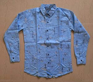 Stylish Blue Patterned Men's Shirt