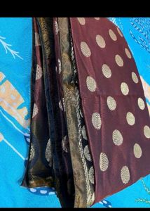 Burgundy Polka Dot Saree