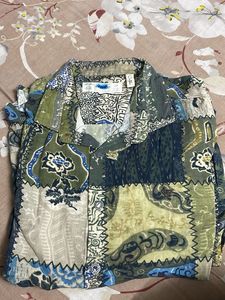 Patchwork Print Button-Down Shirt