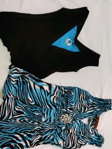 set of 2 black n blue tops