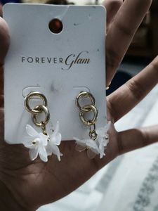 Forever Glam Gold &amp; White Drop Earrings