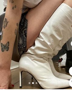 Y2k Pinteresty White Croc Leather Boots