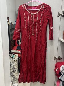 Maroon Embellished Kurti