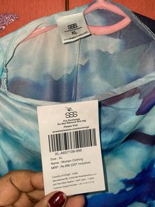 Streetstyle Blue Patterned Long Sleeve New Top
