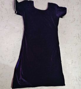 Heavy Work Purple Velvet Embellished Kurti