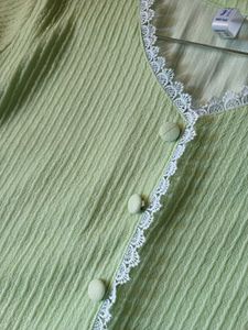 Mint Green Lace Trim Top