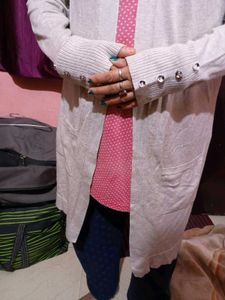 Elegant Grey Knit Cardigan