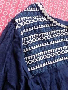 Blue Embroidered Top