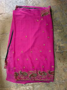 Pink Embroidered Sari