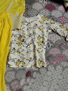 Yellow And White Sharara Set