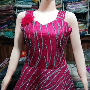 Fancy party Wear Gritter Work Rose Gown