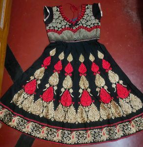 Embroidered Black & Red Dress