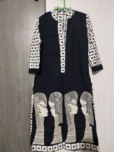 Printed Black Kurta